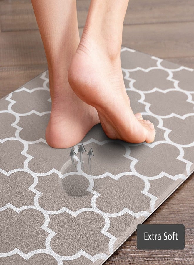 KMAT Kitchen Mat [2 PCS] Cushioned Anti-Fatigue Area Rug Sets, Waterproof Non-Slip Heavy Duty PVC Ergonomic Comfort Foam Rug for Kitchen, Floor Home, Office, Sink, Khaki - Image 5