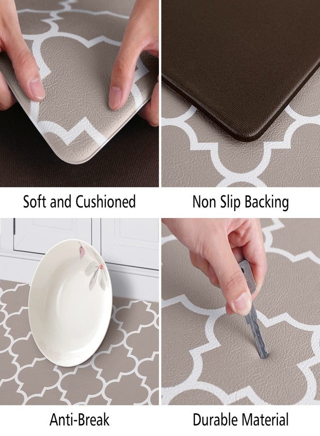 KMAT Kitchen Mat [2 PCS] Cushioned Anti-Fatigue Area Rug Sets, Waterproof Non-Slip Heavy Duty PVC Ergonomic Comfort Foam Rug for Kitchen, Floor Home, Office, Sink, Khaki - Image 3
