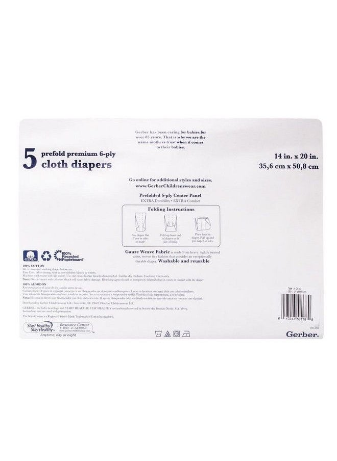 Gerber - Prefold Premium 6 Ply Cloth Diapers 5 Pack - Image 1
