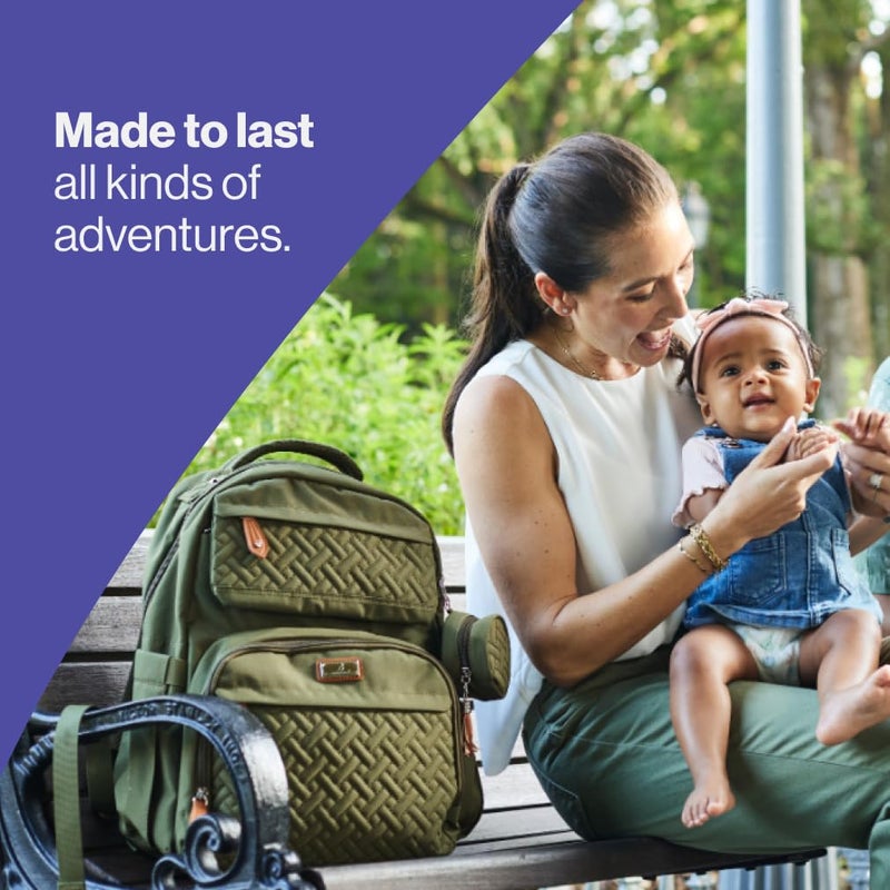 BabbleRoo Diaper Bag Backpack, Travel Backpack with Changing Pad, Pacifier Case & Stroller Straps, Multifunction, Waterproof, Unisex – Pink - Image 4