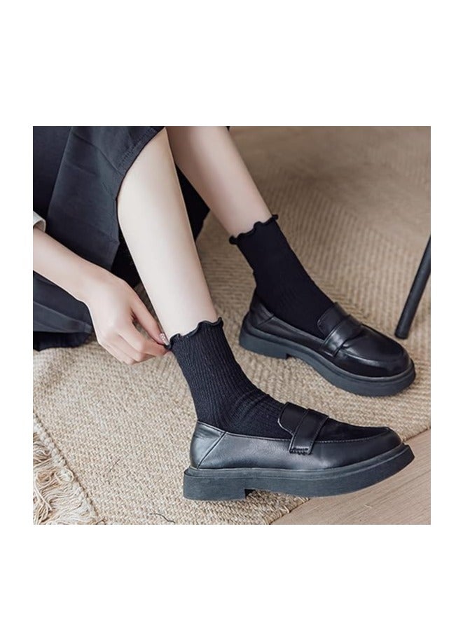 GUDOO جوارب نسائية، جوارب كاجوال بطول الكاحل مع كفة مزينة بكشكشة، مصنوعة من قطن محبوك قابل للتهوية، أنيقة ومريحة. عبوة من 6 قطع. - Image 5