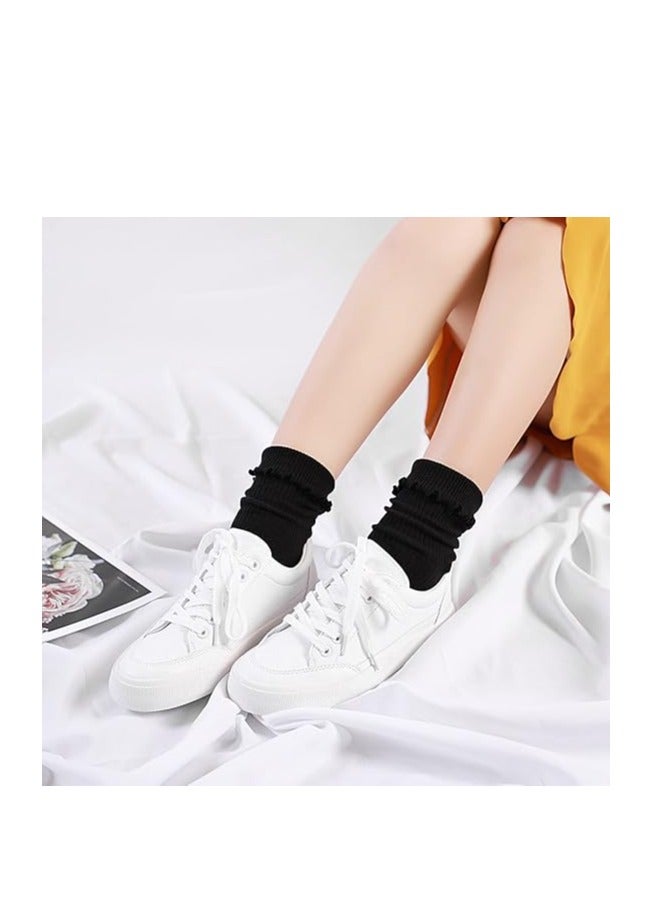 GUDOO جوارب نسائية، جوارب كاجوال بطول الكاحل مع كفة مزينة بكشكشة، مصنوعة من قطن محبوك قابل للتهوية، أنيقة ومريحة. عبوة من 6 قطع. - Image 2