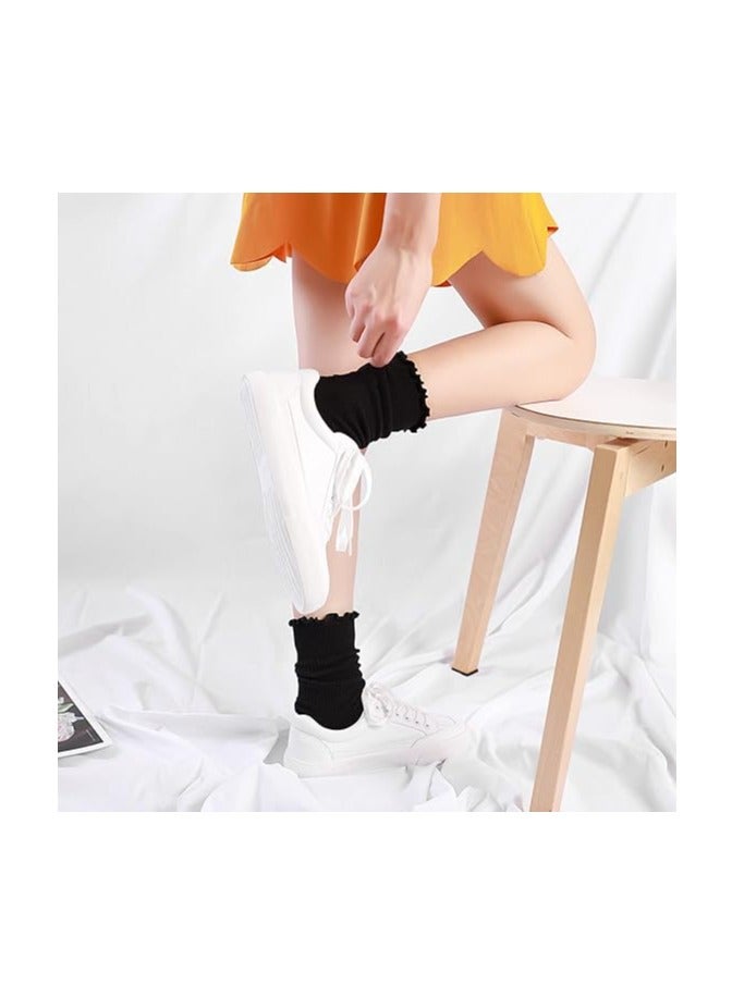 GUDOO جوارب نسائية، جوارب كاجوال بطول الكاحل مع كفة مزينة بكشكشة، مصنوعة من قطن محبوك قابل للتهوية، أنيقة ومريحة. عبوة من 6 قطع. - Image 3