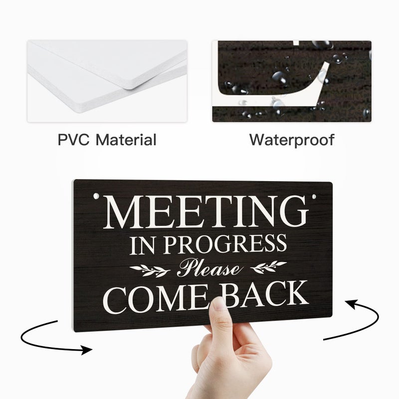 Putuo Decor Meeting in Progress Sign, Please Come in Sign for Cubicle Door, Business Office, Online Conference, 10x5 Inches PVC Double Sided - Image 3