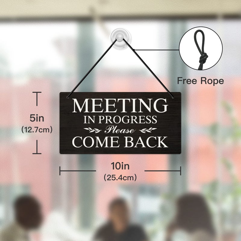 Putuo Decor Meeting in Progress Sign, Please Come in Sign for Cubicle Door, Business Office, Online Conference, 10x5 Inches PVC Double Sided - Image 2