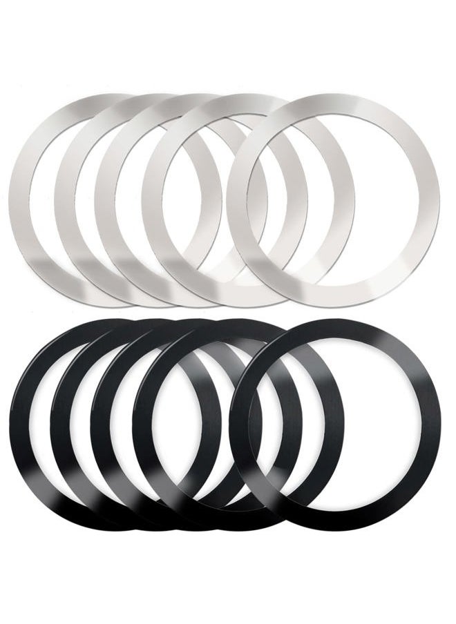 CKANDAY - 10 Pieces Wireless Charger Universal Metal Rings with Sticker, 2 Colors Ultra Thin Metal Rings Compatible with Magnetic MagSafe Wireless Charger Car Charger on Most Smartphone, No Magnet - Image 1