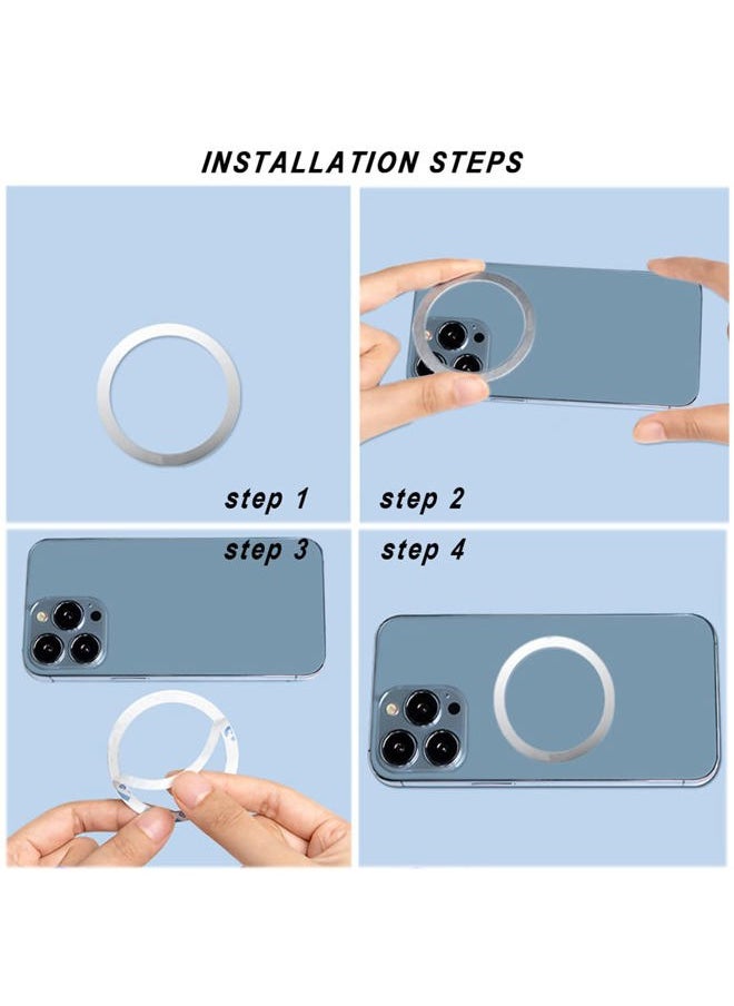 CKANDAY - 10 Pieces Wireless Charger Universal Metal Rings with Sticker, 2 Colors Ultra Thin Metal Rings Compatible with Magnetic MagSafe Wireless Charger Car Charger on Most Smartphone, No Magnet - Image 1