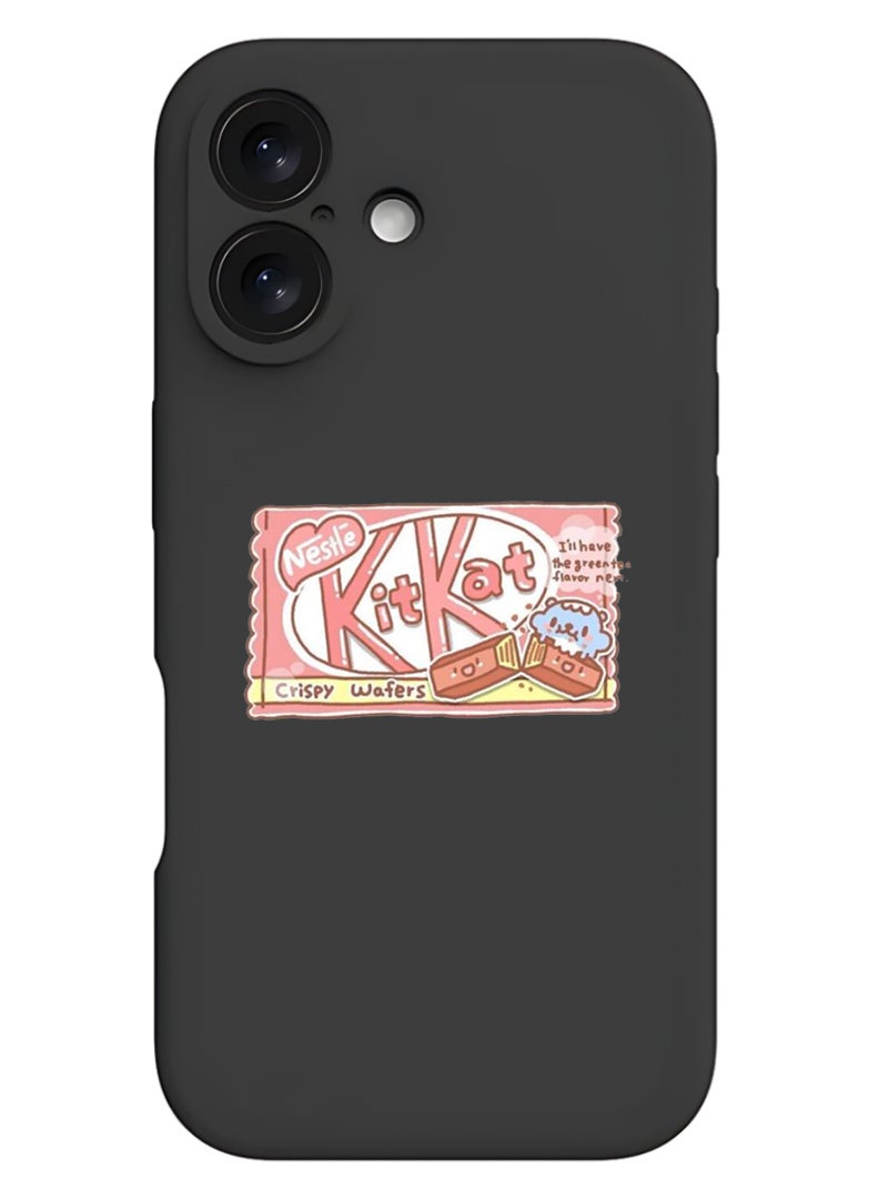 Theodor Protective Slim Fit Case Liquid Silicone Cover with Full Body Protection Anti-Scratch Shockproof Case For Apple iPhone 17 (Black) KitKat - Image 1