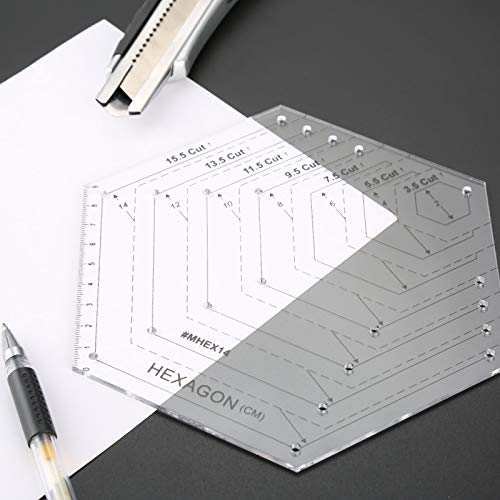 Yetaha Hexagon Ruler, Sewing Patchwork Template Handmade Drawing Tools for DIY Crafting Quilting Art Supplies(15.5Cut Hexagon) - Image 2