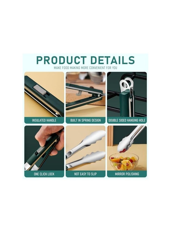 erorex Grill Tongs for Grilling, Small Tongs Mini tongs, Stainless Steel Kitchen Utensil and Anti - Scald Gadget for Home Restaurant and Grill Accessory - The Cooking Tool for Serving Clips - Image 4