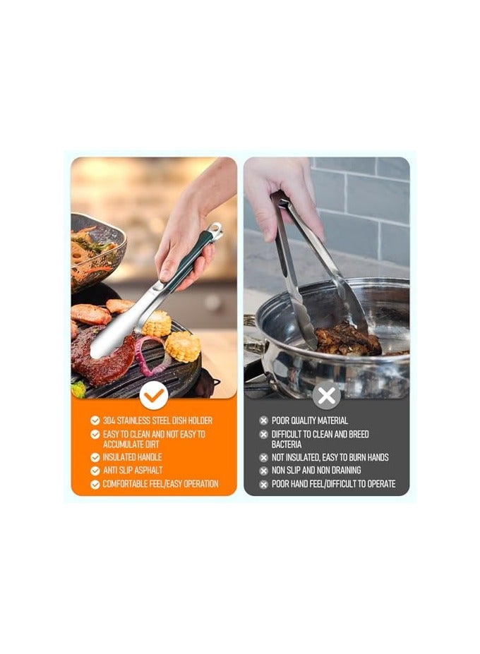 erorex Grill Tongs for Grilling, Small Tongs Mini tongs, Stainless Steel Kitchen Utensil and Anti - Scald Gadget for Home Restaurant and Grill Accessory - The Cooking Tool for Serving Clips - Image 3