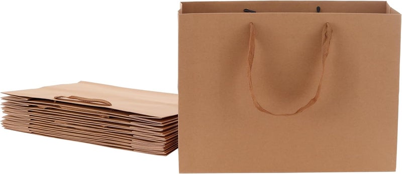 Red Dot Gift REDDOTGIFT® 10-Pack Kraft Paper Shopping Bags with Ribbon Handle - H26x35x13cm - Image 1