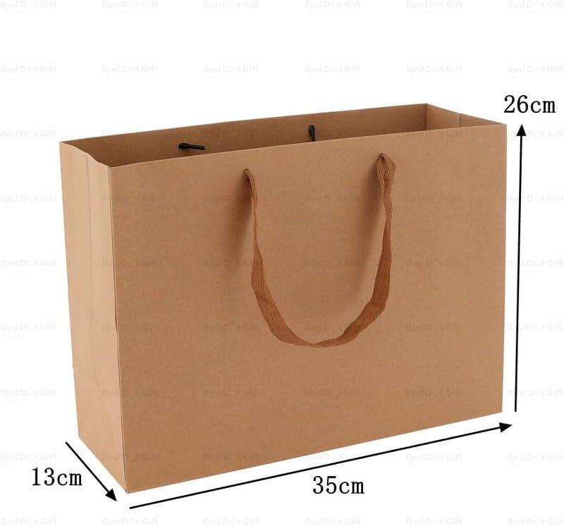 Red Dot Gift REDDOTGIFT® 10-Pack Kraft Paper Shopping Bags with Ribbon Handle - H26x35x13cm - Image 2