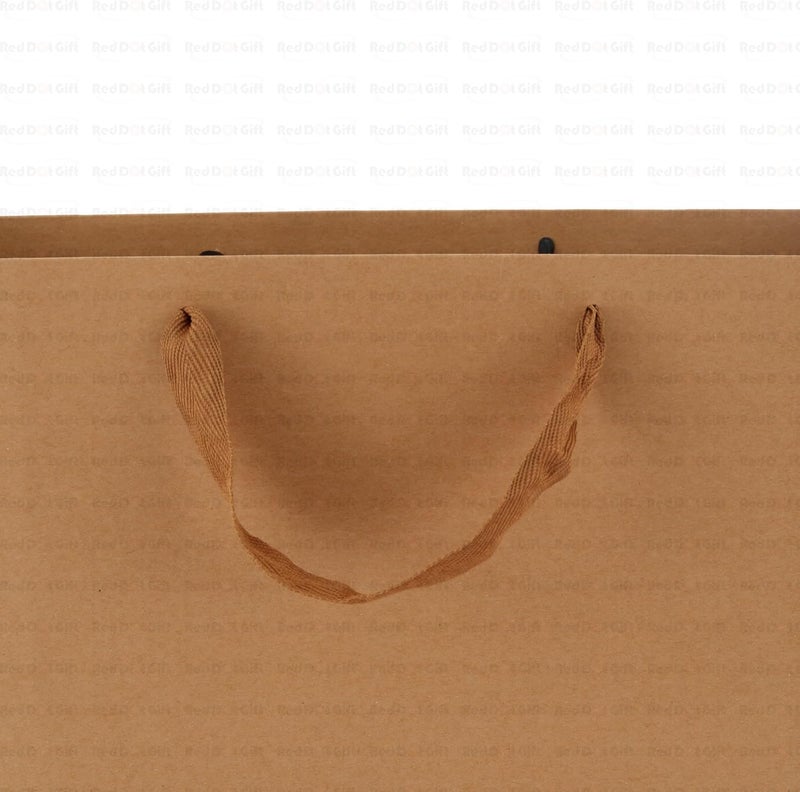 Red Dot Gift REDDOTGIFT® 10-Pack Kraft Paper Shopping Bags with Ribbon Handle - H26x35x13cm - Image 5