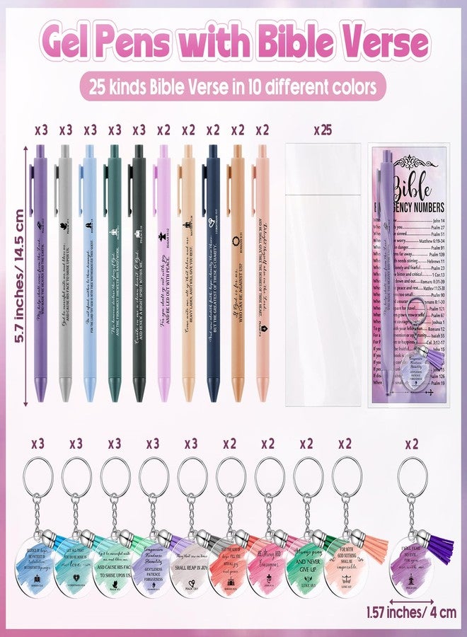Feifeiya 25 Sets Easter Christian Gifts Bulk Bible Verse Emergency Numbers Bookmarks Christian Pens Religious Keychain Church Pastor Appreciation Gift for Clergy Sunday School Teacher(Ballpoint Pens) - Image 2
