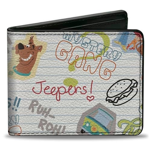Buckle Down BuckleDown Scooby Doo Wallet Bifold Scooby Doo Notebook Doodles Collage White Multi Color Vegan Leather - Image 1