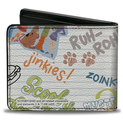 Buckle Down BuckleDown Scooby Doo Wallet Bifold Scooby Doo Notebook Doodles Collage White Multi Color Vegan Leather - Image 3
