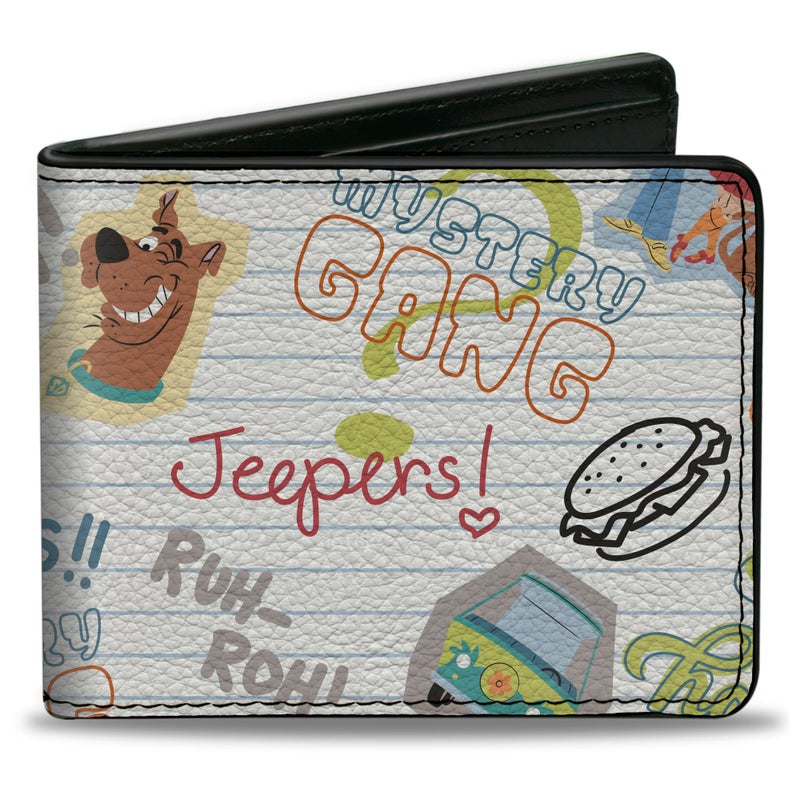 Buckle Down BuckleDown Scooby Doo Wallet Bifold Scooby Doo Notebook Doodles Collage White Multi Color Vegan Leather - Image 2