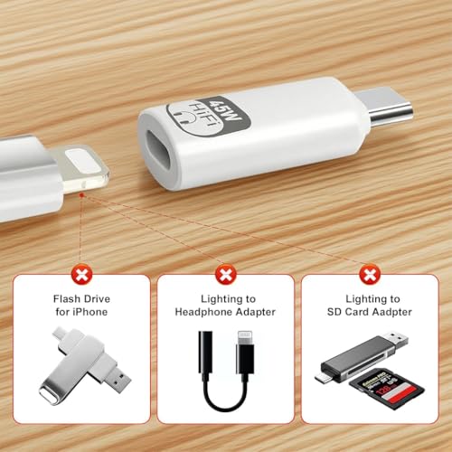 Verilux® 2 in 1 Lighting to C Earphone Converter, PD 45W Type C Male to Lighting Female Adapter with 480Mbps High-Speed Data Transmission for iPhone 17/16/15 Series, iPad mini/Air/Pro - Image 5