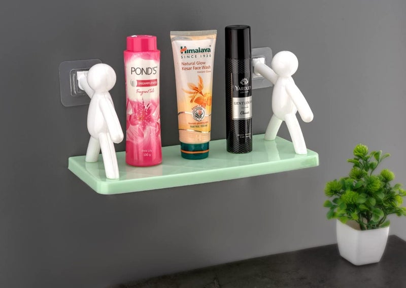 PURAM PURAM Wall Hanging Bathroom Storage Human Hook Rack Floating Wall Ledge Shelf Simple Wall Mounted Bookshelf Home Office Shelves