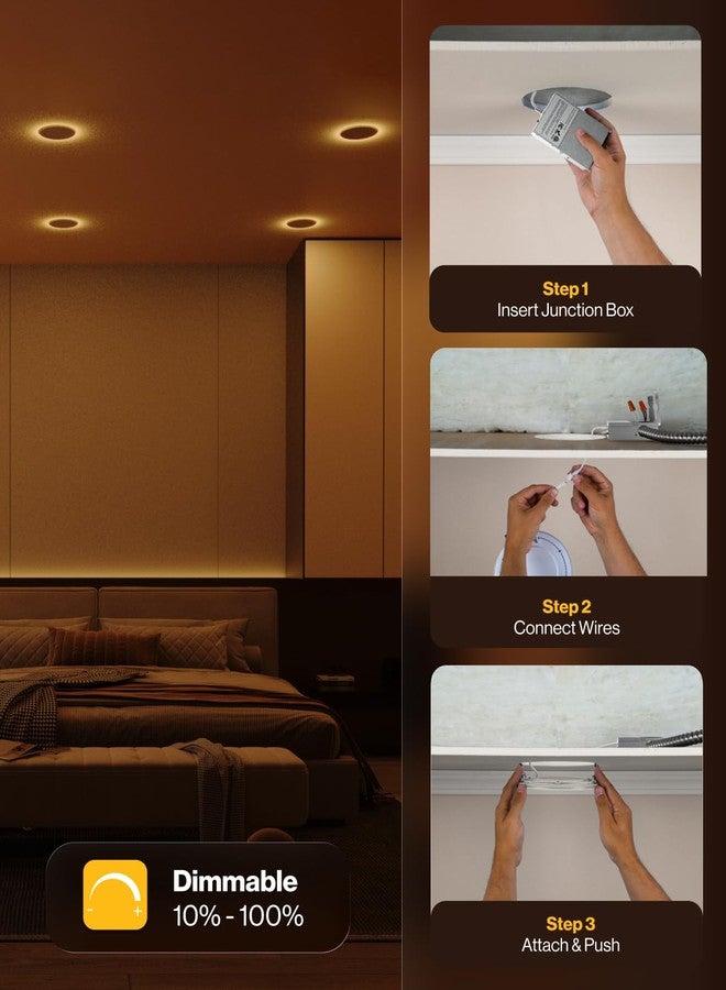 صنكو لايتنغ مجموعة من 12 مصباح سقف LED فائق النحافة من Sunco Lighting، مقاس 4 بوصات، مع إضاءة ليلية، 900 لومن، درجة حرارة لون قابلة للتحديد 2700 كلفن / 3000 كلفن / 3500 كلفن / 4000 كلفن / 5000 كلفن، قابلة للتعتيم، 11 واط، بدون علبة مع صندوق توصيل - ES - Image 4