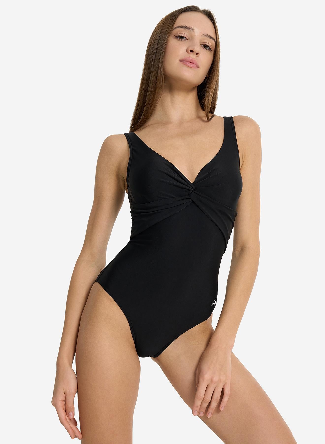 Joss Women's Swimsuit with Internal Support Black – Removable Cups, Body Slim Fabric, Tightening Effect, Stylish U-Back Design