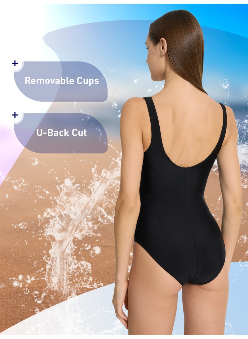 Joss Women's Swimsuit with Internal Support Black – Removable Cups, Body Slim Fabric, Tightening Effect, Stylish U-Back Design - Image 3