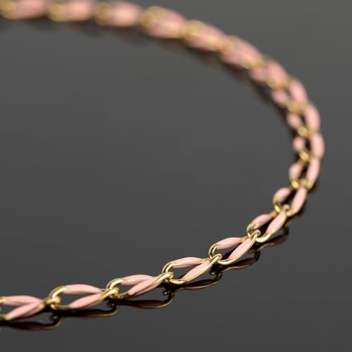 UMAOKANG 6.6 Feet Bulk Chain for Jewelry Making Gold Plated Stainless Steel Jewelry Making Supplies Necklace Bracelet DIY Pink Enamel Cable Chain - Image 5
