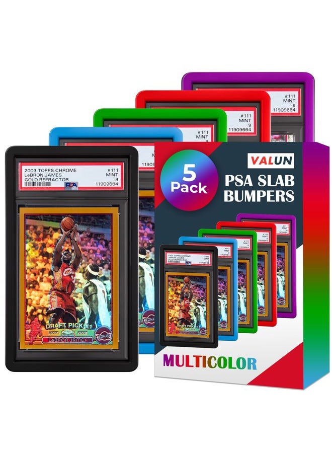 VALUN PSA Slab Bumper 5 Pack (Multi-Color) – Hard TPU PSA Slab Protector Guard for Graded Cards – PSA Slab Bumper Guard for PSA Slabs – Card Slab Protector for PSA Card Protection - Image 1