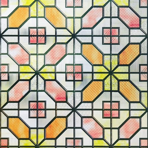 ADD.HERES 3D Stained Glass Window Film Decorative Window Privacy Film for BathroomFront DoorHome Sun Blocking Heat ControlStatic ClingGrid Order 236inch x 354inch - Image 3
