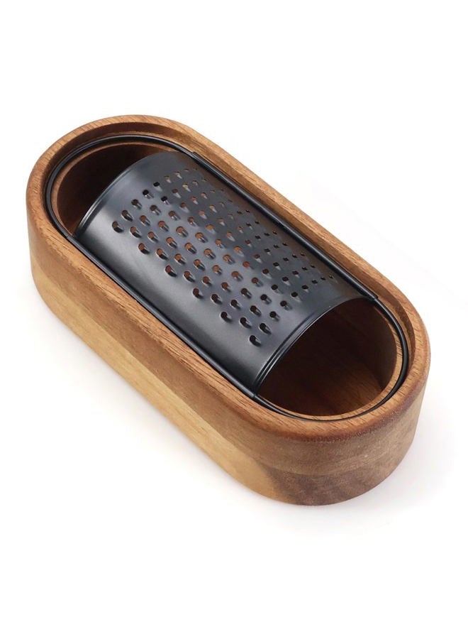ROQILA Box Cheese Grater With Container Stainless Steel Parmesan Cheese Grater With Wood Handle Shredder Zester Grater Box Kitchen Handheld Cheese Spoon Grater-Black Colour (Without Handle) - Image 1