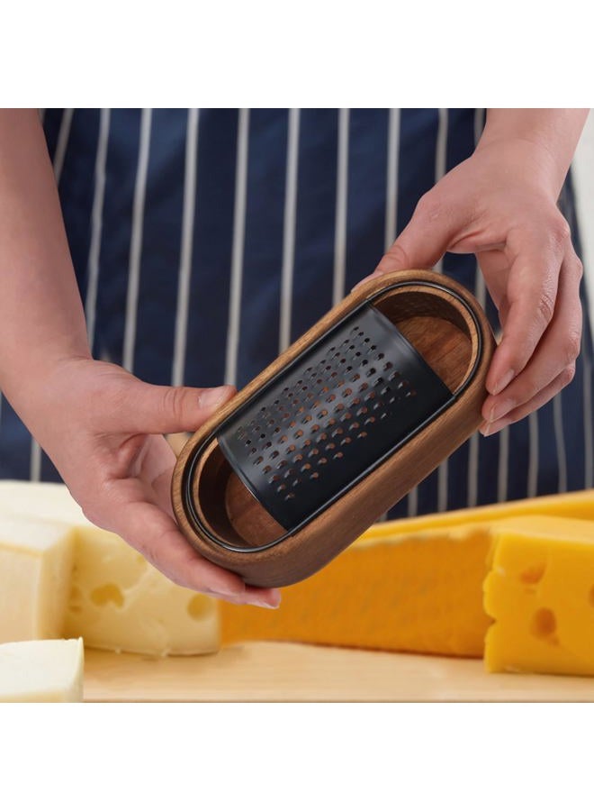 ROQILA Box Cheese Grater With Container Stainless Steel Parmesan Cheese Grater With Wood Handle Shredder Zester Grater Box Kitchen Handheld Cheese Spoon Grater-Black Colour (Without Handle) - Image 2