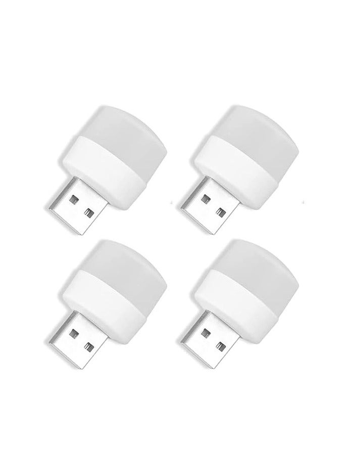 لمبة ليد ليلية بمنفذ USB، مصباح موفر للطاقة بتصميم محمول وإضاءة محيطية، لمبة ديكورعدد 4 ابيض - Image 1