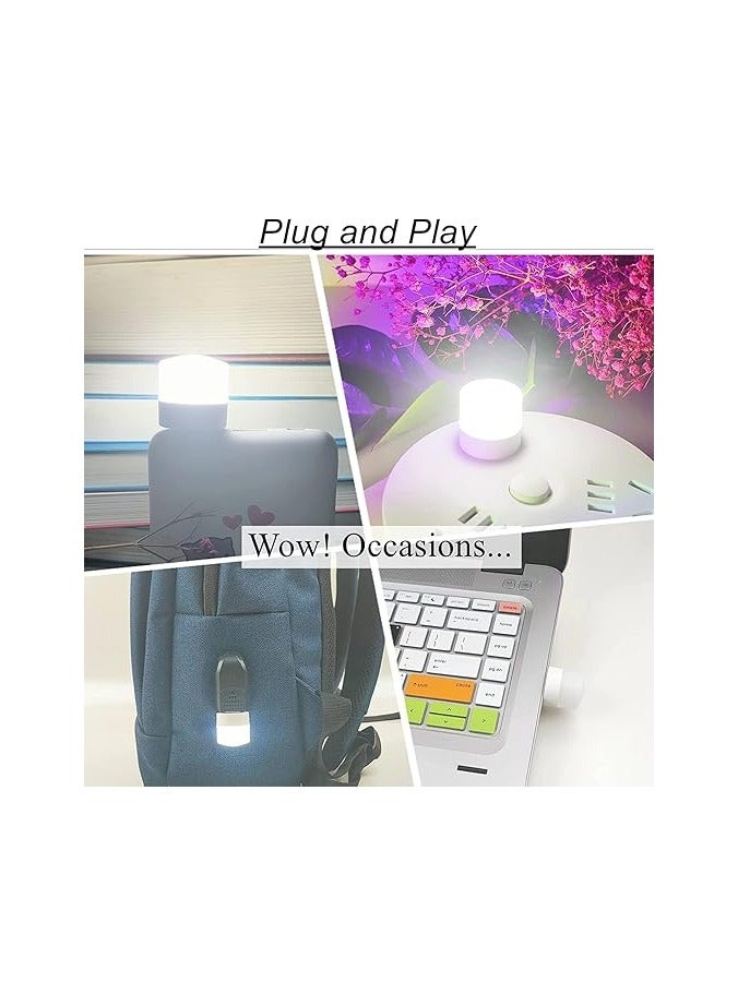 لمبة ليد ليلية بمنفذ USB، مصباح موفر للطاقة بتصميم محمول وإضاءة محيطية، لمبة ديكورعدد 4 ابيض - Image 2