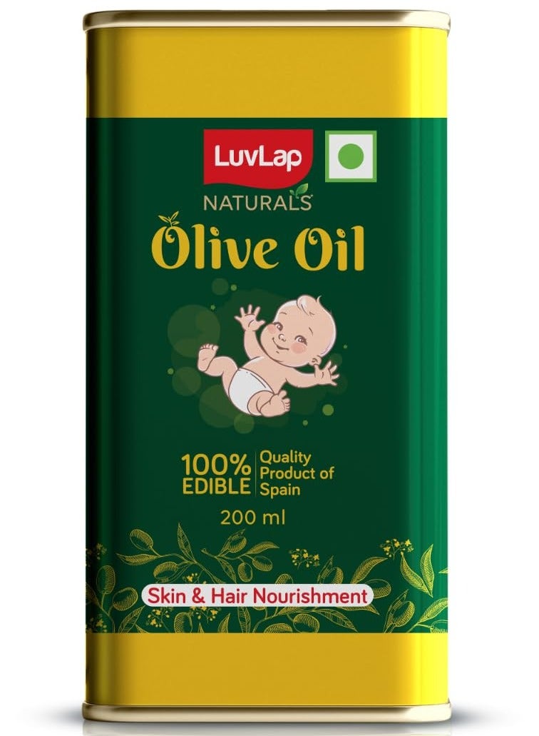 Luvlap Luv Lap Naturals Baby Body Massage Olive Oil, Spanish Premium Olive Oil, Enhances Bone & Muscle Strength, 200 ML - Image 1