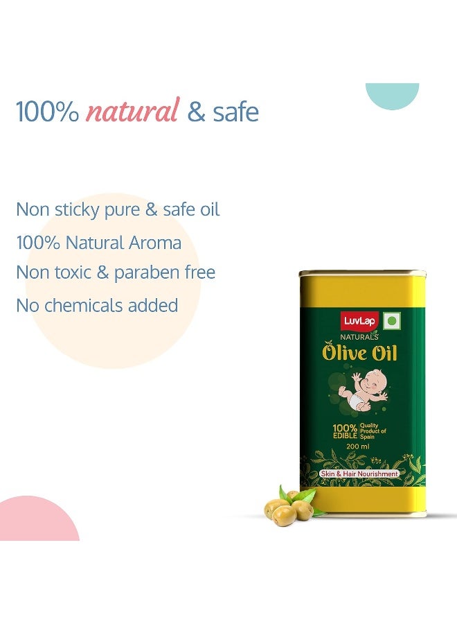 Luvlap Luv Lap Naturals Baby Body Massage Olive Oil, Spanish Premium Olive Oil, Enhances Bone & Muscle Strength, 200 ML - Image 2