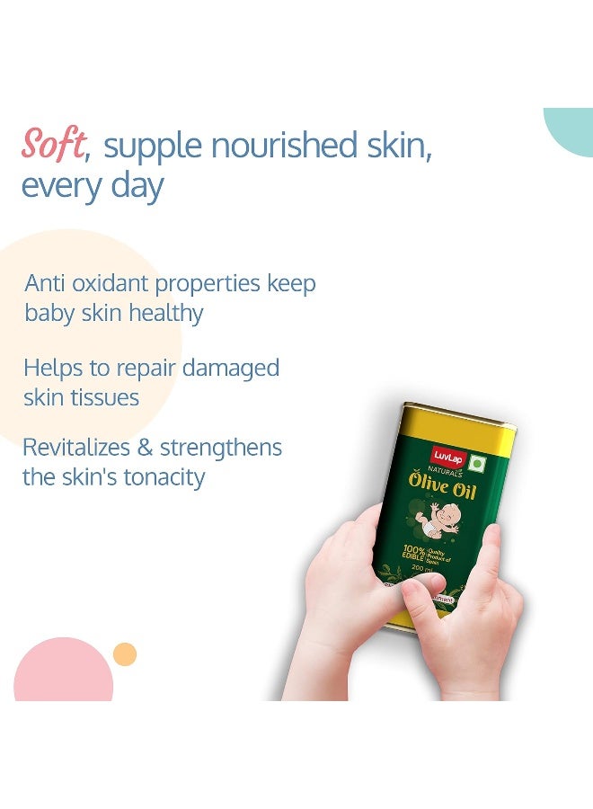 Luvlap Luv Lap Naturals Baby Body Massage Olive Oil, Spanish Premium Olive Oil, Enhances Bone & Muscle Strength, 200 ML - Image 3