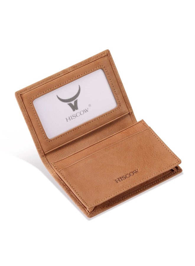 HISCOW Leather Business Card Case Holder for Men & Women, Italian Calfskin (Aniline Leather Tan)  - Image 2