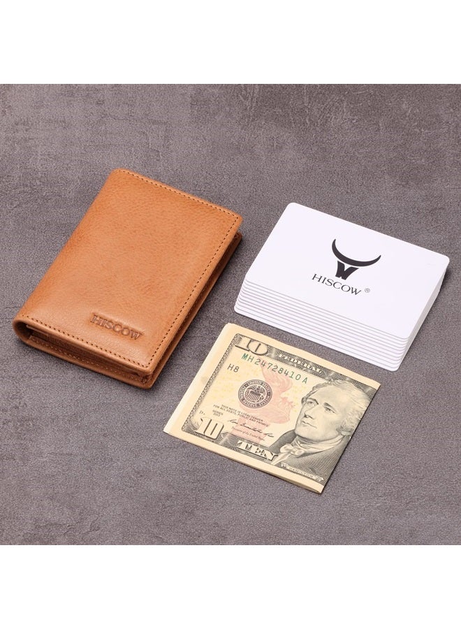 HISCOW Leather Business Card Case Holder for Men & Women, Italian Calfskin (Aniline Leather Tan)  - Image 3