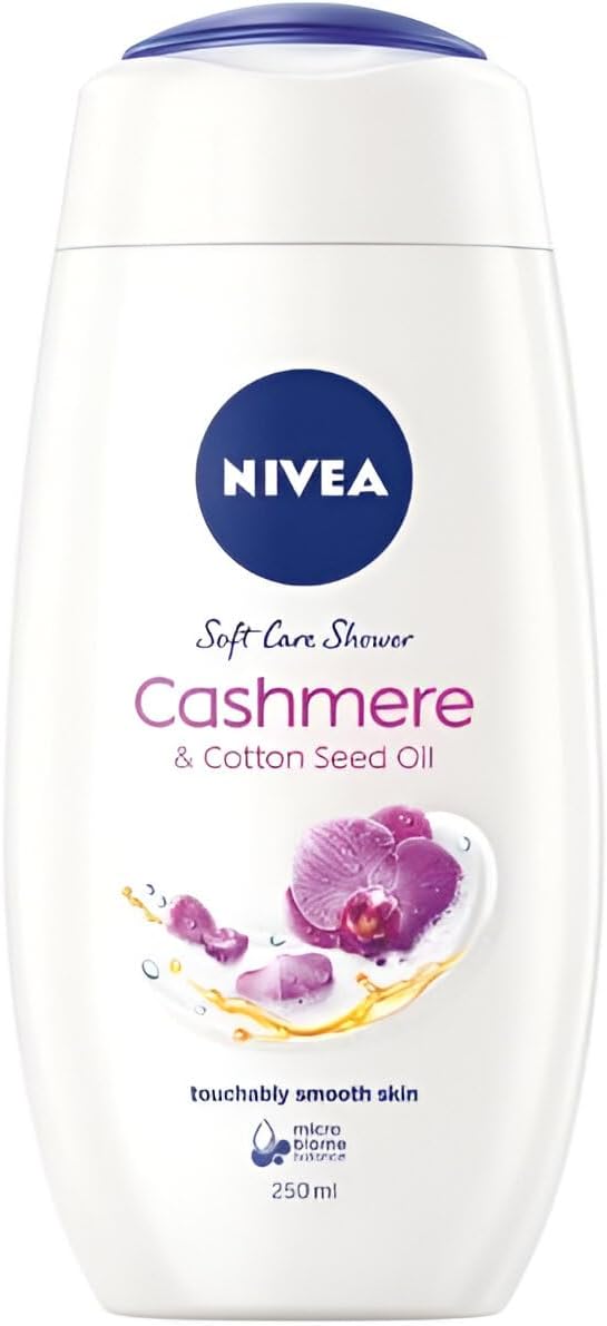 NIVEA Shower Gel 250 ml Women Care Cashmere Pack of 6 Shower Gel is a Daily Use Product with a Natural Oil Blend Microbiome Balance and a Biodegradable Formula pH Skin Neutral