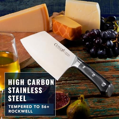 Cutluxe Meat Cleaver Knife - 7" Heavy Cleaver Butcher Knife, Razor Sharp German Steel Blade, Full Tang, Ergonomic Handle Design – Artisan Series - Image 5