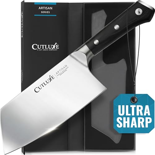 Cutluxe Meat Cleaver Knife - 7" Heavy Cleaver Butcher Knife, Razor Sharp German Steel Blade, Full Tang, Ergonomic Handle Design – Artisan Series - Image 1