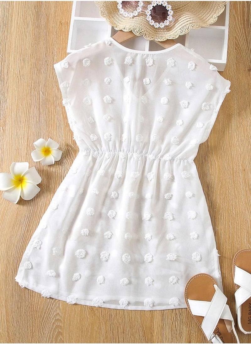 NADANBAO Girls White Cashew Swimsuit One Piece Beachwear Cover Up  - Image 2