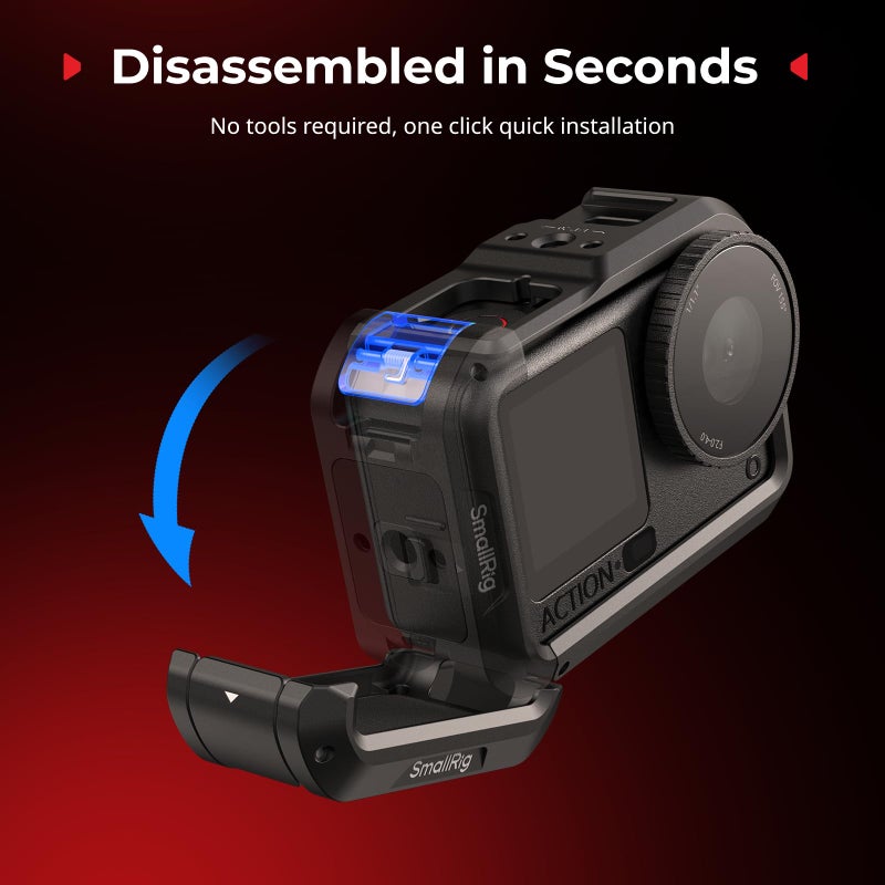 SmallRig Cage for DJI Osmo Action 6 (Advanced Edition), Aluminum Alloy Camera Cage with Cold Shoe, Wrist Strap, Lens Cover, Protective Frame with 1/4"-20 Locating Holes, Action 6 Accessories - 5887 - Image 3
