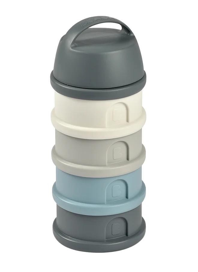 BEABA Formula Milk Container, 4 Compartments, Mineral Grey And Blue