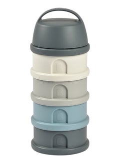 BEABA Formula Milk Container, 4 Compartments, Mineral Grey And Blue  - Image 1