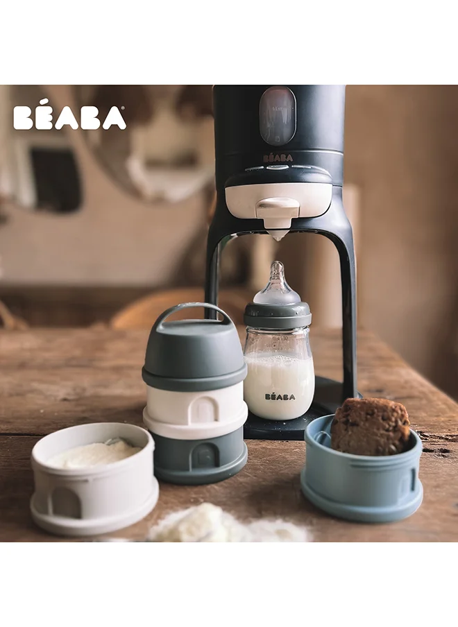 BEABA Formula Milk Container, 4 Compartments, Mineral Grey And Blue