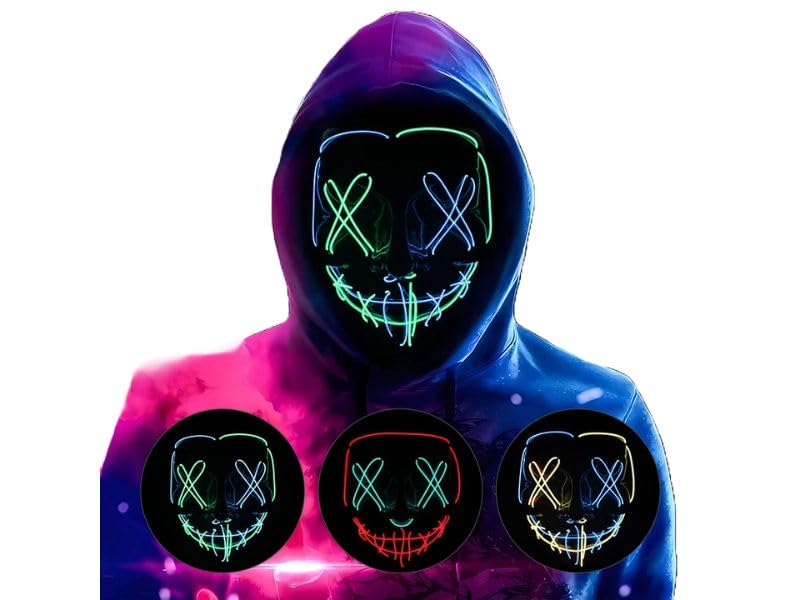 NeoGenius LED Light Up Mask for Halloween, Neon, and Bachelor Party Decoration (Green Blue) - Image 1