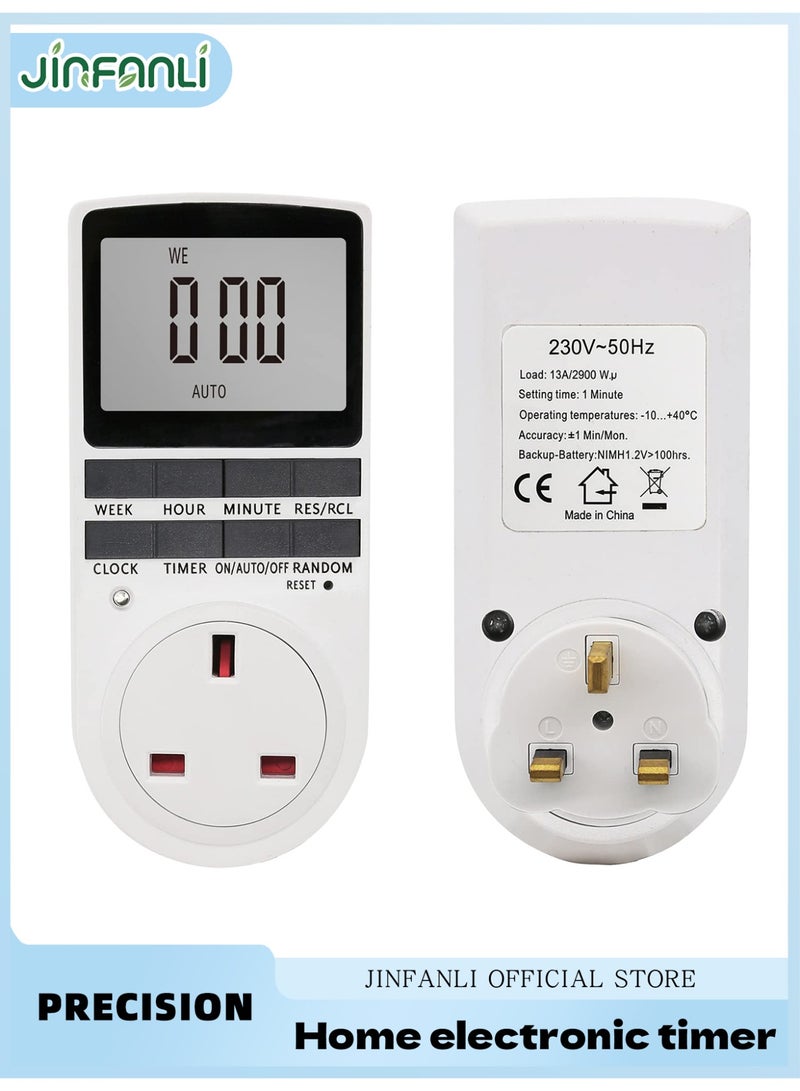 JINFANLI Digital Timer Switch Socket Digital Electronic Timer Switch LCD Display Plug-in Programmable Time Switch Energy Saving Intelligent Electronic Timing Socket - Image 1