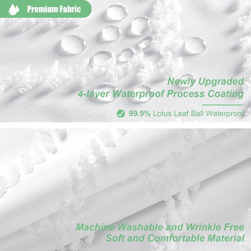 Dynamene ستارة دش دش Dynamene STALL 54 × 78 بوصة بوهو معنقدة شيفرون ستائر دش مخططة للحمام بسيارات قماشية دش ثقيلة الحد الأدنى مع 10 خطافات قابلة للغسل أبيض - Image 2